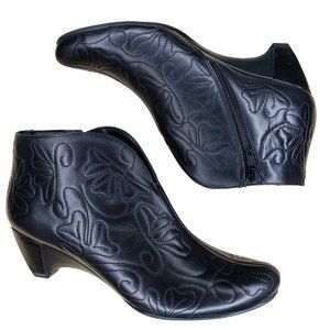 Pikolinos Ginebra Booties SIze 37 Black Quilted Leather Ankle Boots 6.5-7 Zip